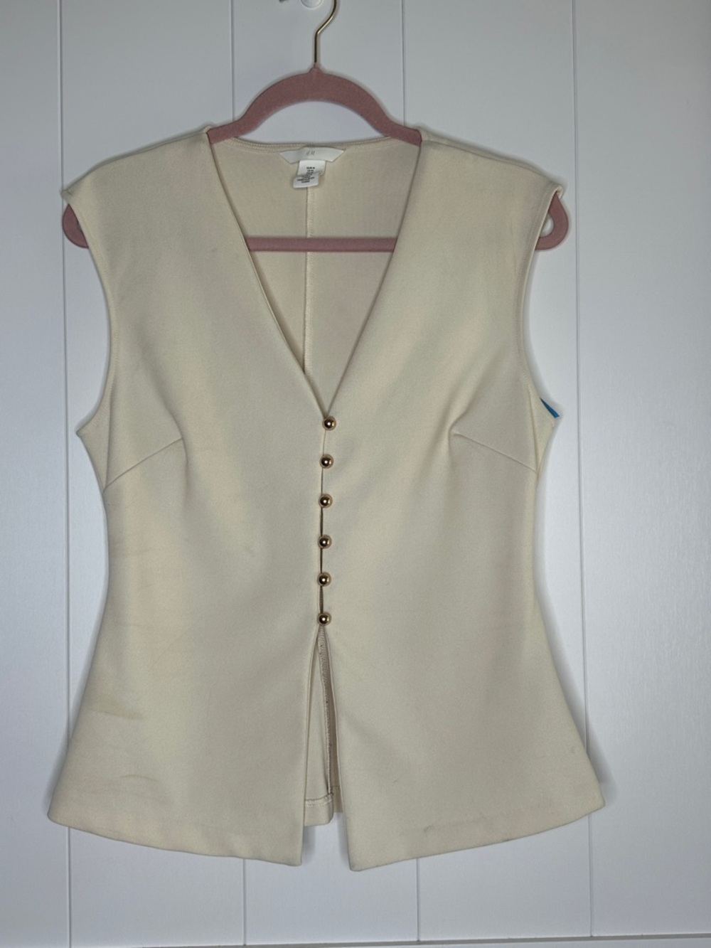 H&M Cream Sleeveless Button-Front Vest Size Medium
